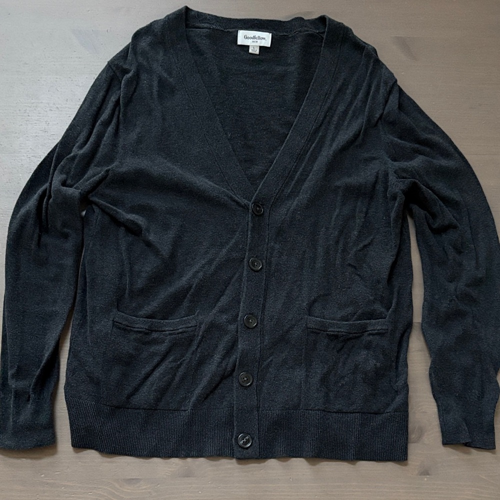 Goodfellow & Co Men's Charcoal Cardigan Sweater Size Large